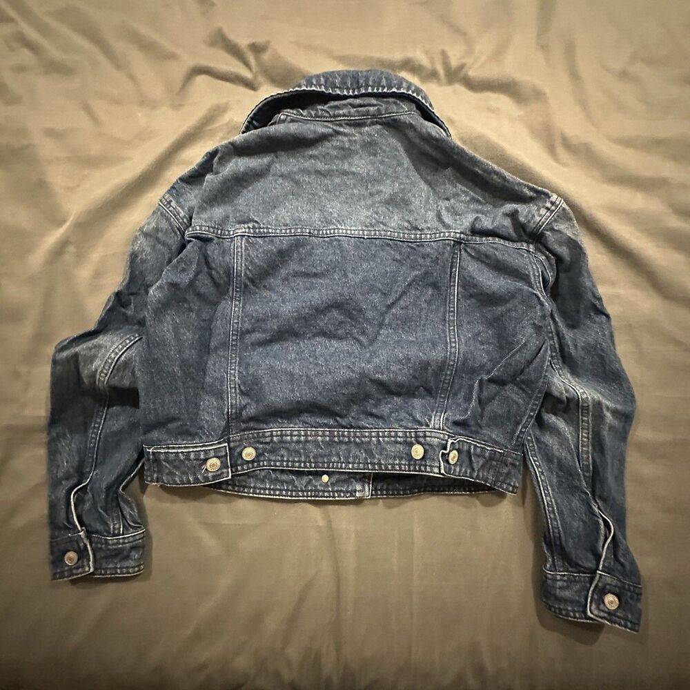 We The Free People Denim Jacket Cropped Womens Small Jean Boxy Blue - Picture 8 of 8